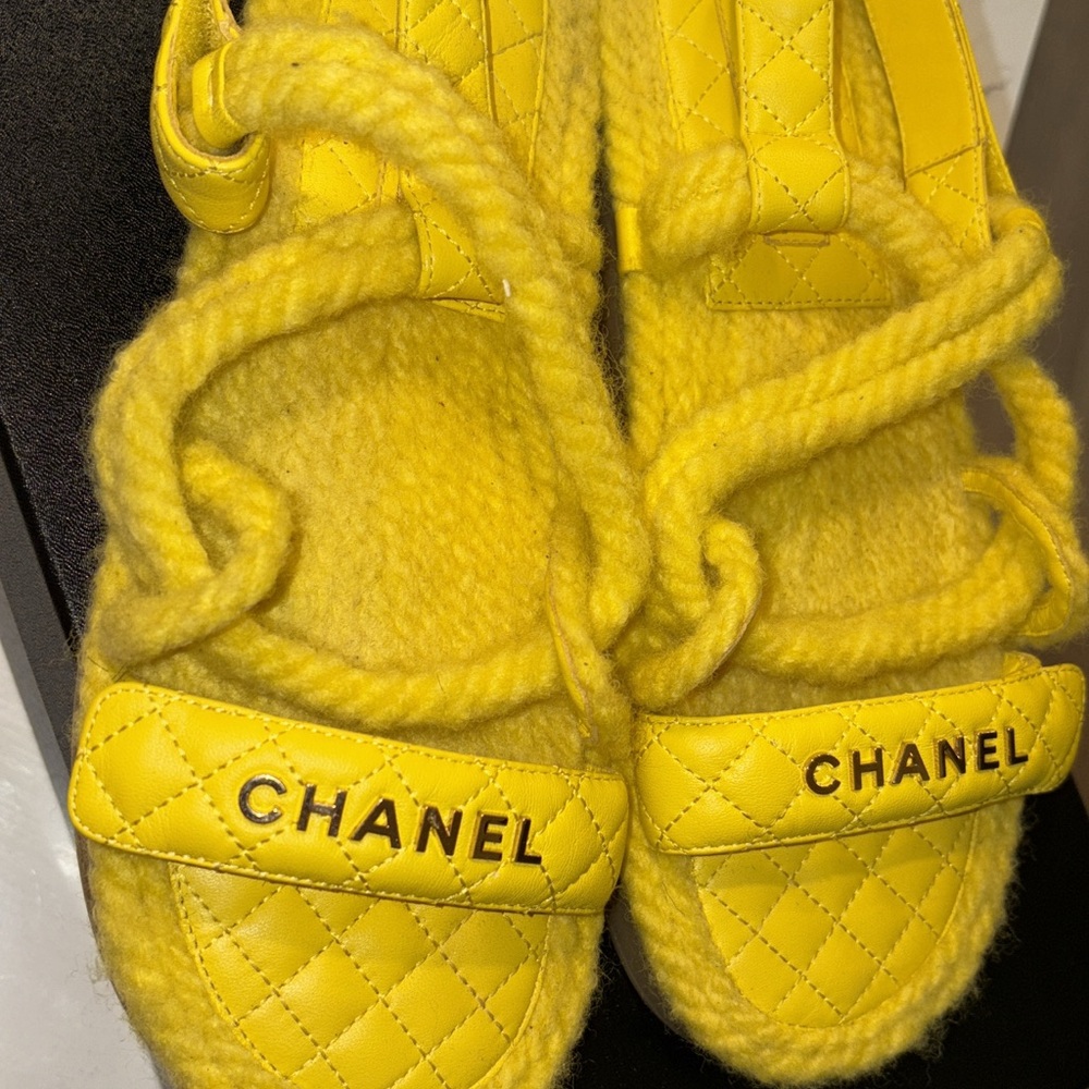 Chanel Kids Bright Yellow Sandals